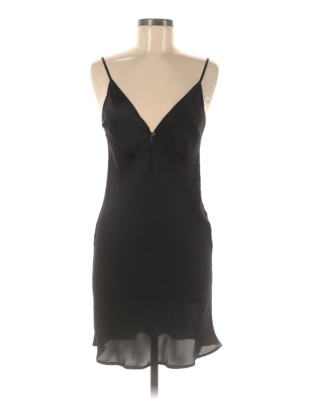 Maje Black Silk V-Neck Slip Dress with Spaghetti Straps